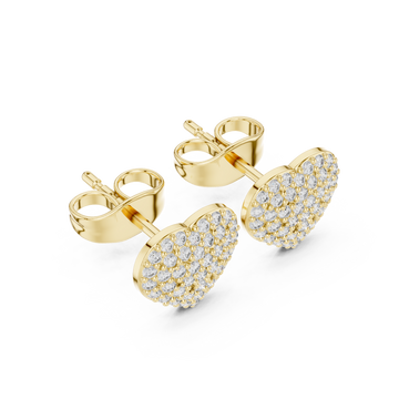 Gold Radiant Pave Heart Stud Earrings Right View