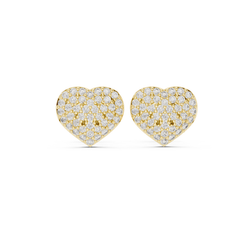  Gold Radiant Pave Heart Stud Earrings Front View