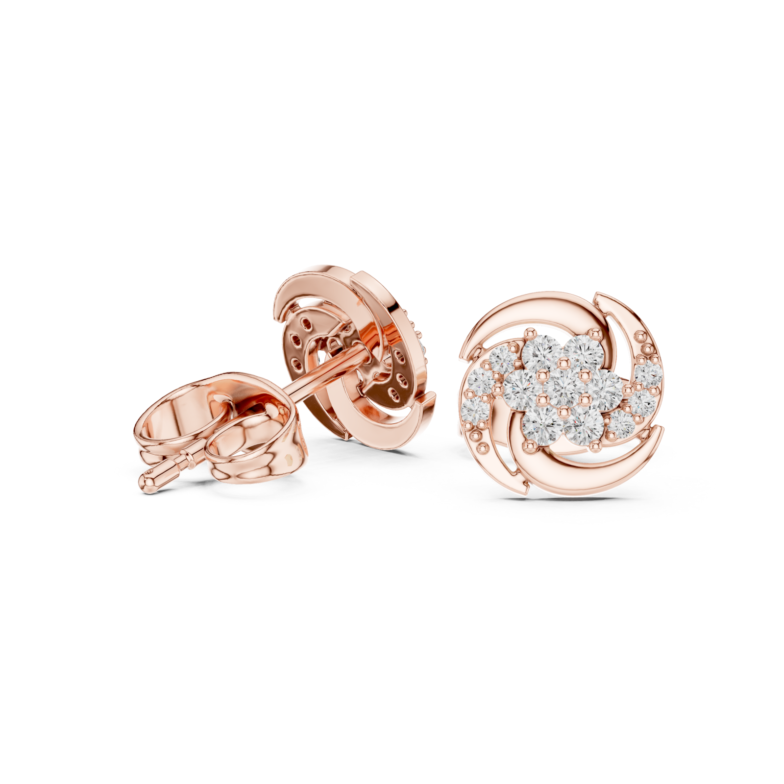  Rose Gold Lustrous Infinity Signature Studs Left View