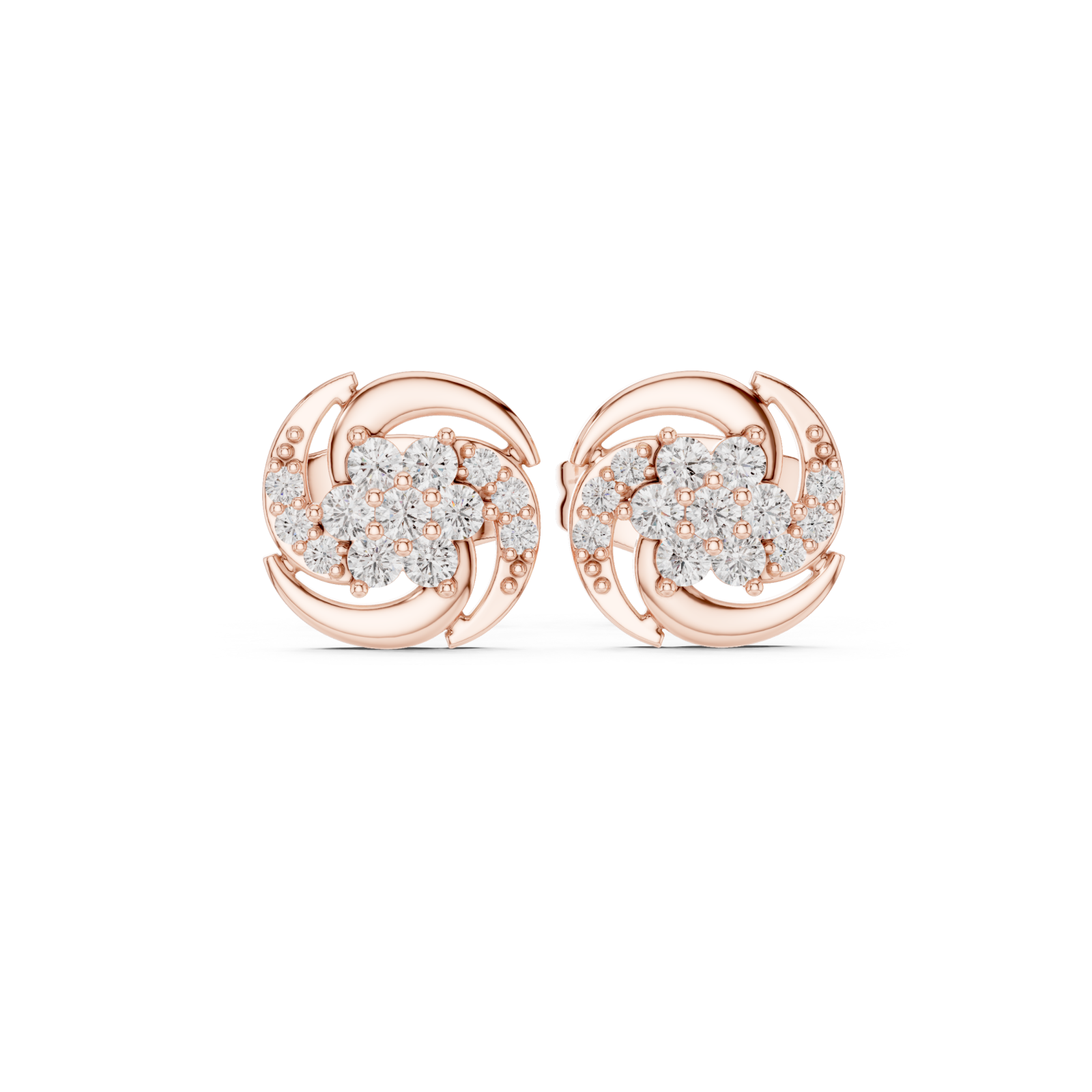  Rose Gold Lustrous Infinity Signature Studs Front View
