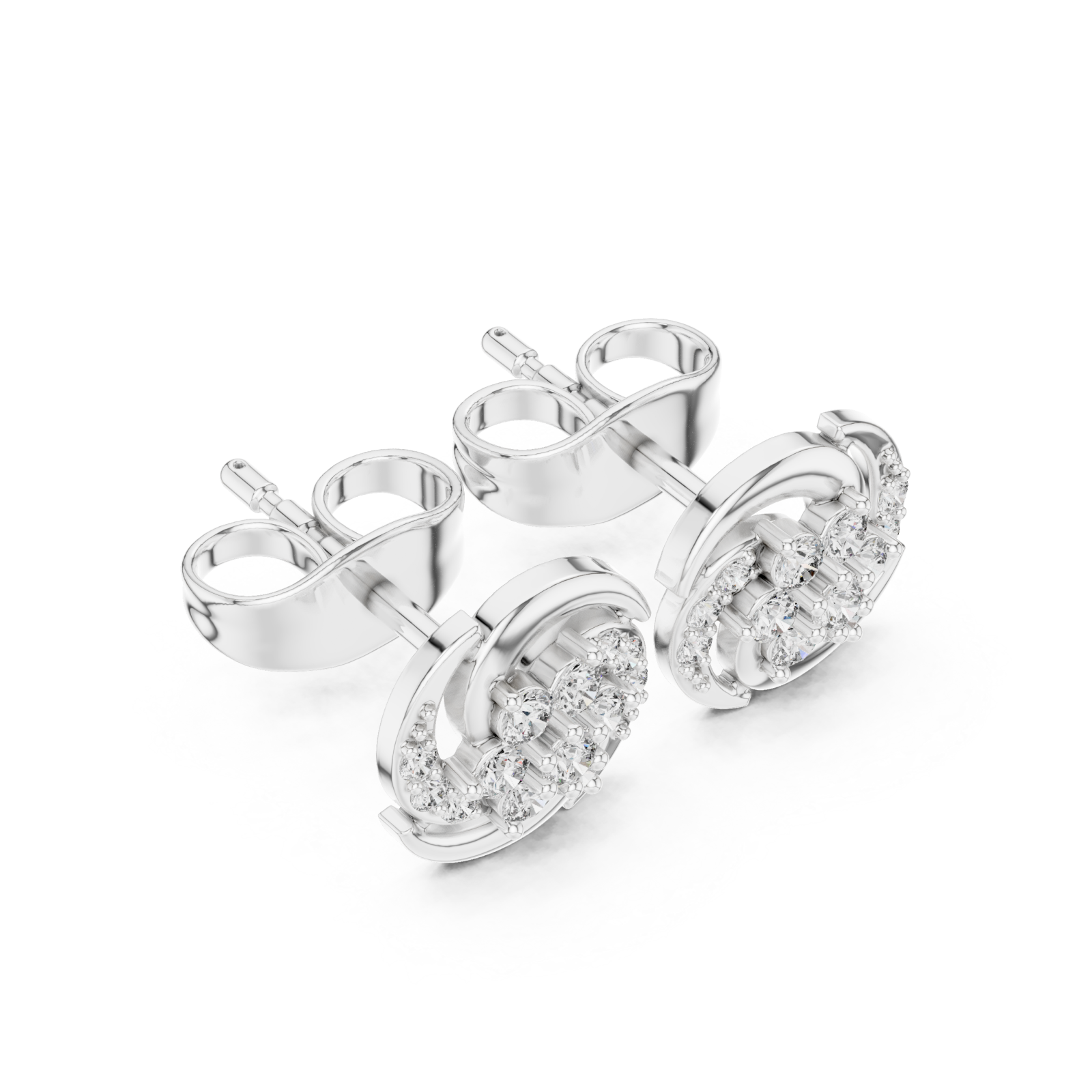  White Gold Lustrous Infinity Signature Studs Right View