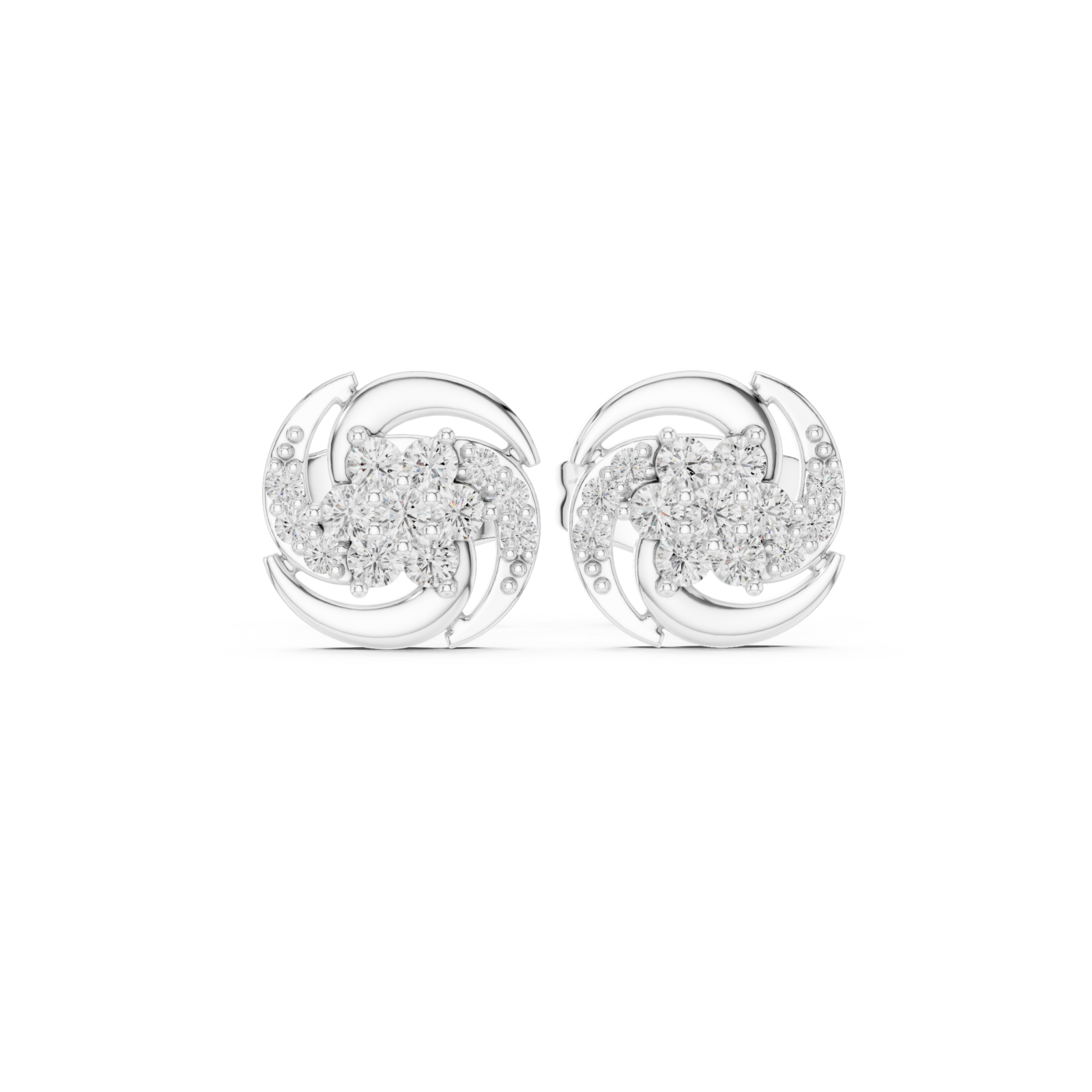  White Gold Lustrous Infinity Signature Studs Front View