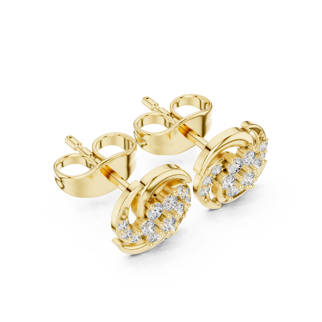 Gold Lustrous Infinity Signature Studs Right View