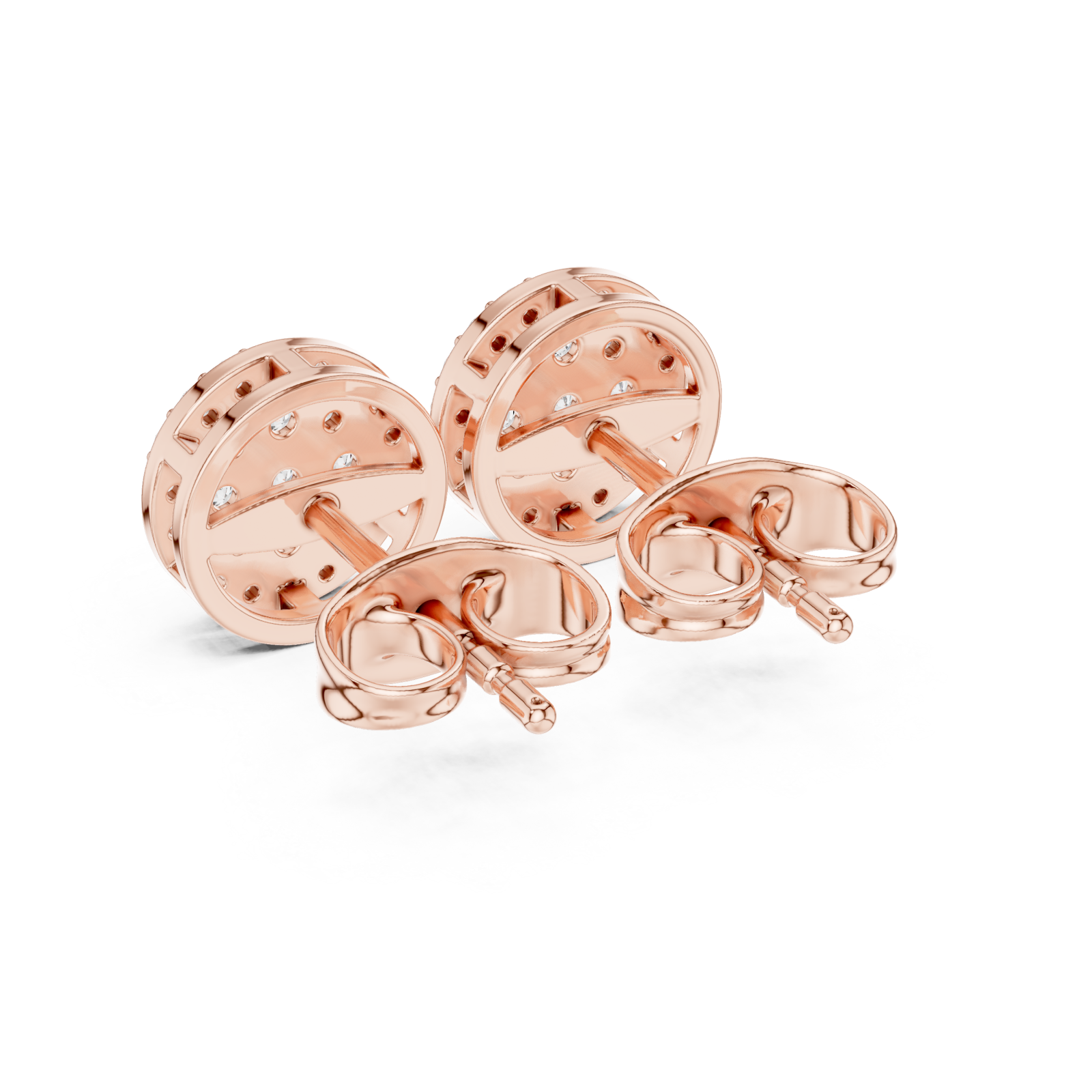  Rose Gold Celestial Harmony Petite Stud Earrings Side View
