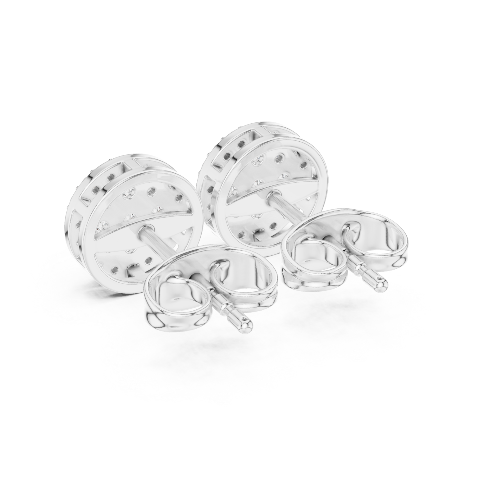  White Gold Celestial Harmony Petite Stud Earrings Side View