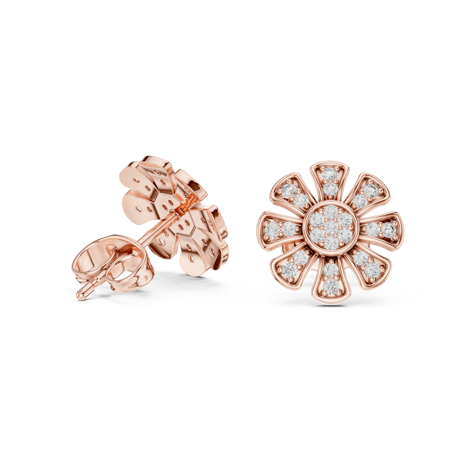  Rose Gold Sunlit Flower Whisper Earrings Left View