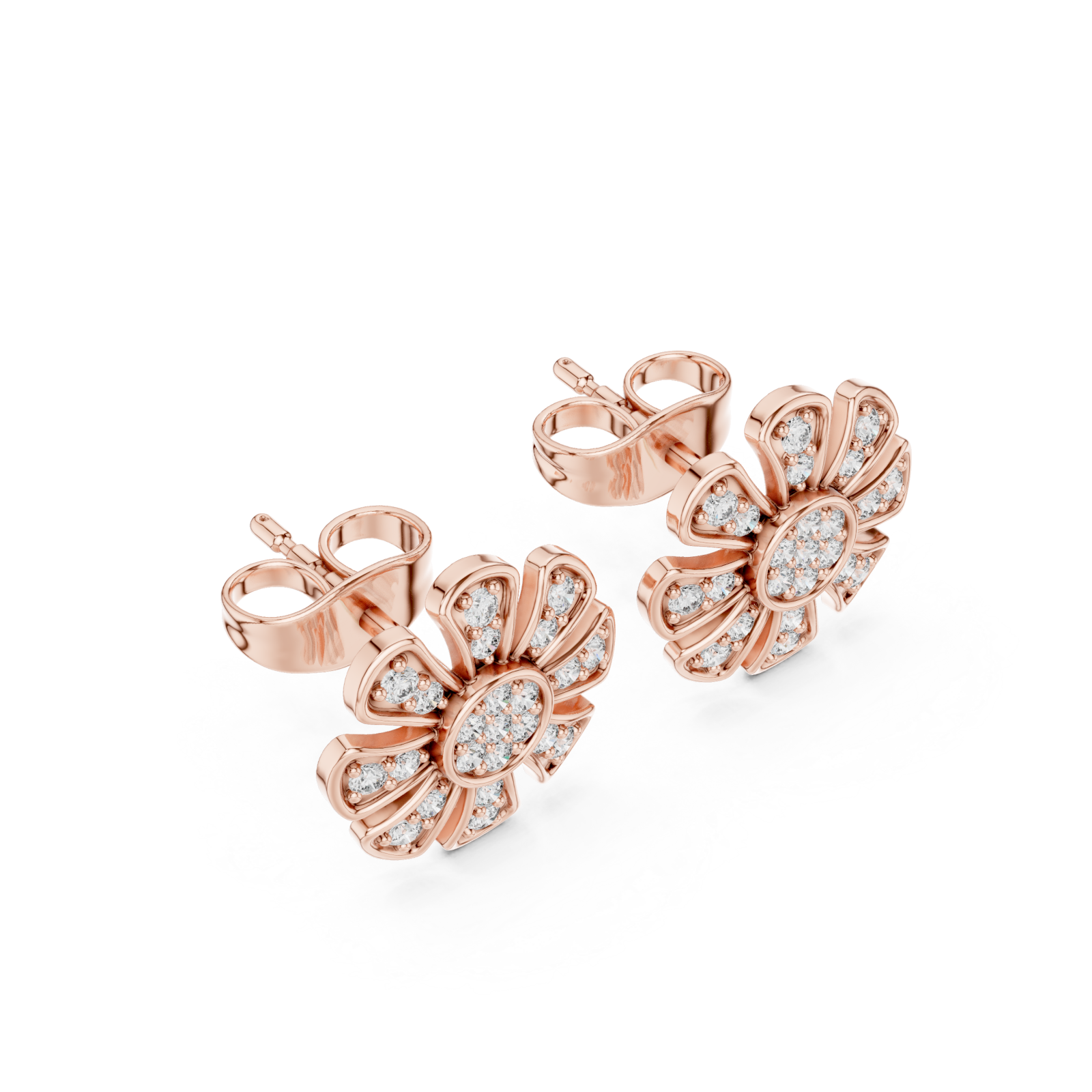  Rose Gold Sunlit Flower Whisper Earrings Right View