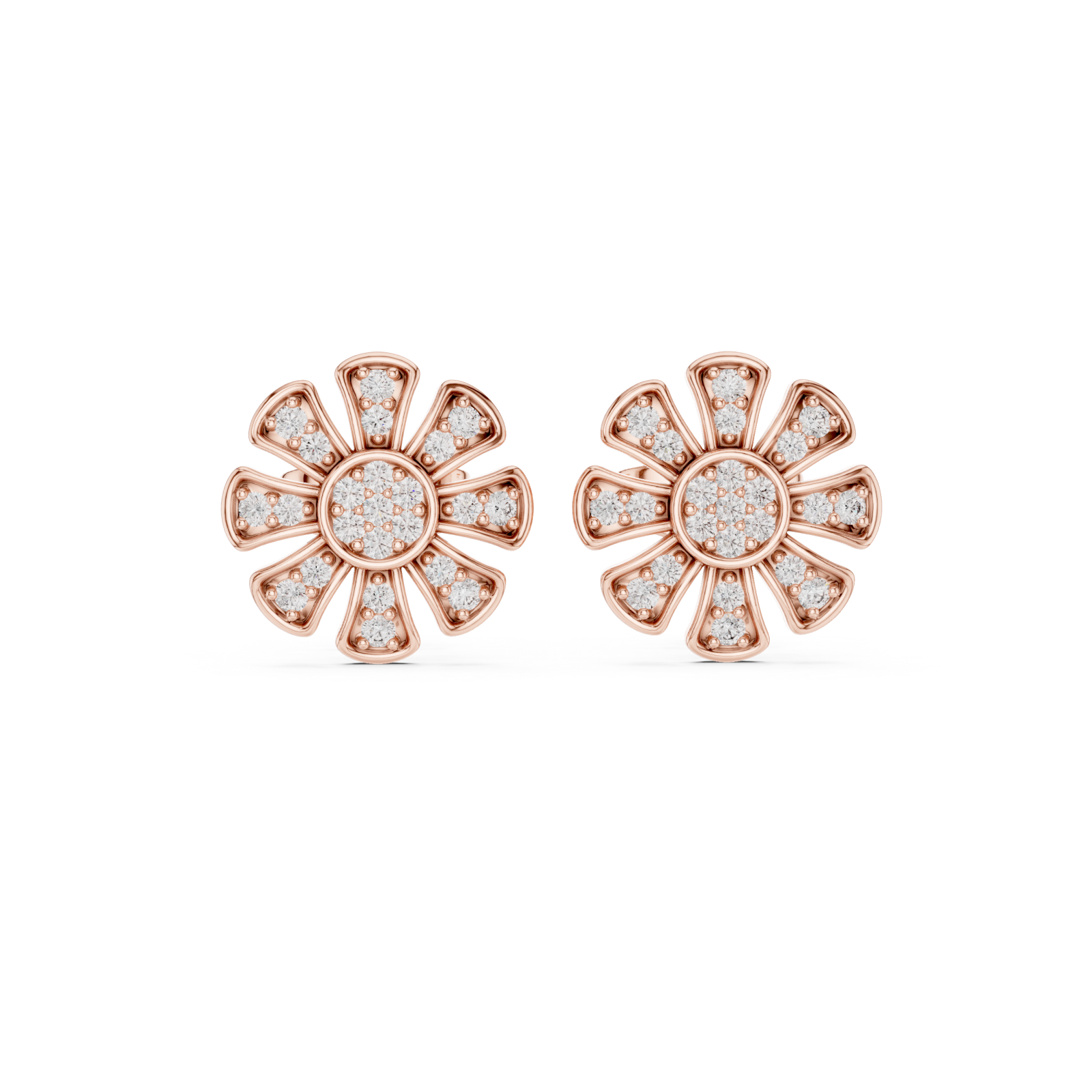  Rose Gold Sunlit Flower Whisper Earrings Front View