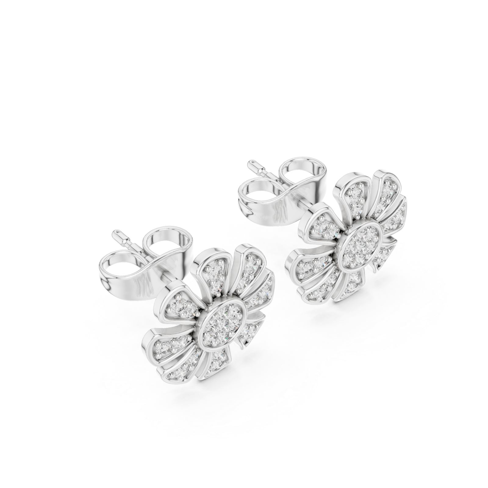  White Gold Sunlit Flower Whisper Earrings Right View