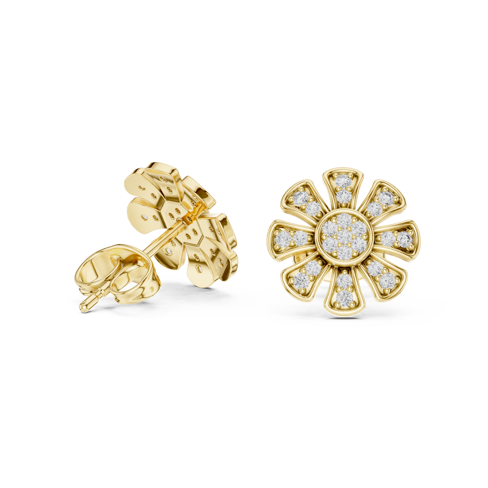  Gold Sunlit Flower Whisper Earrings Left View