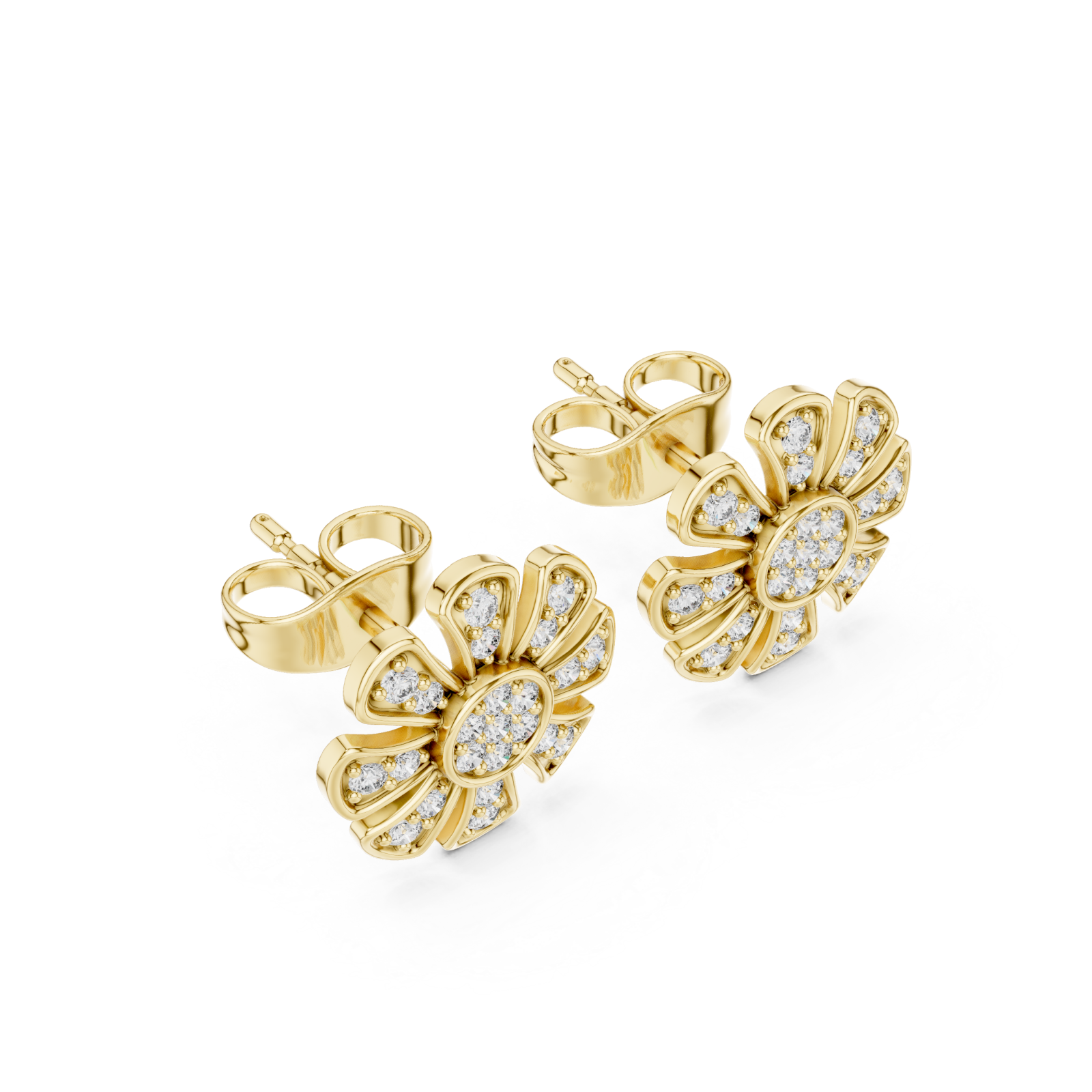 Gold Sunlit Flower Whisper Earrings Right View