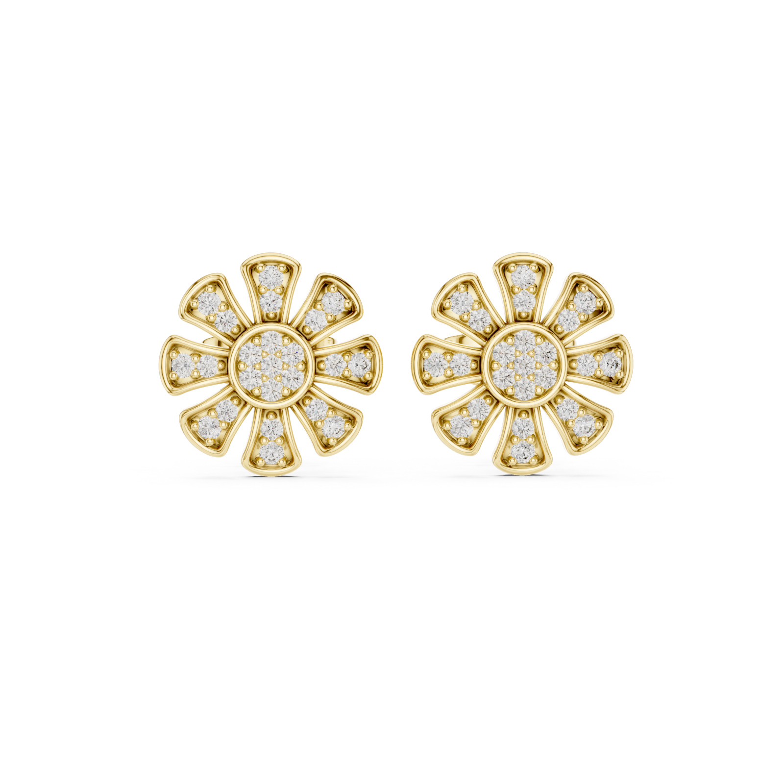  Gold Sunlit Flower Whisper Earrings Front View