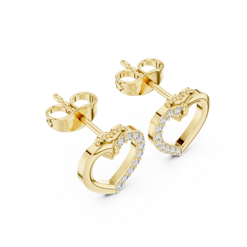 Gold Sparkling Embrace Heart Stud Earrings Right View