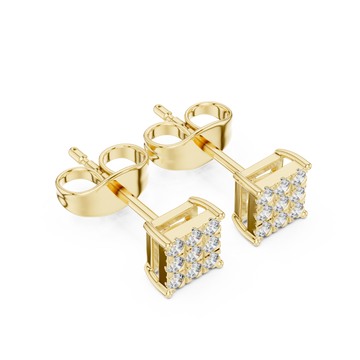 Gold Delicate Prism Square Stud Earrings Right View