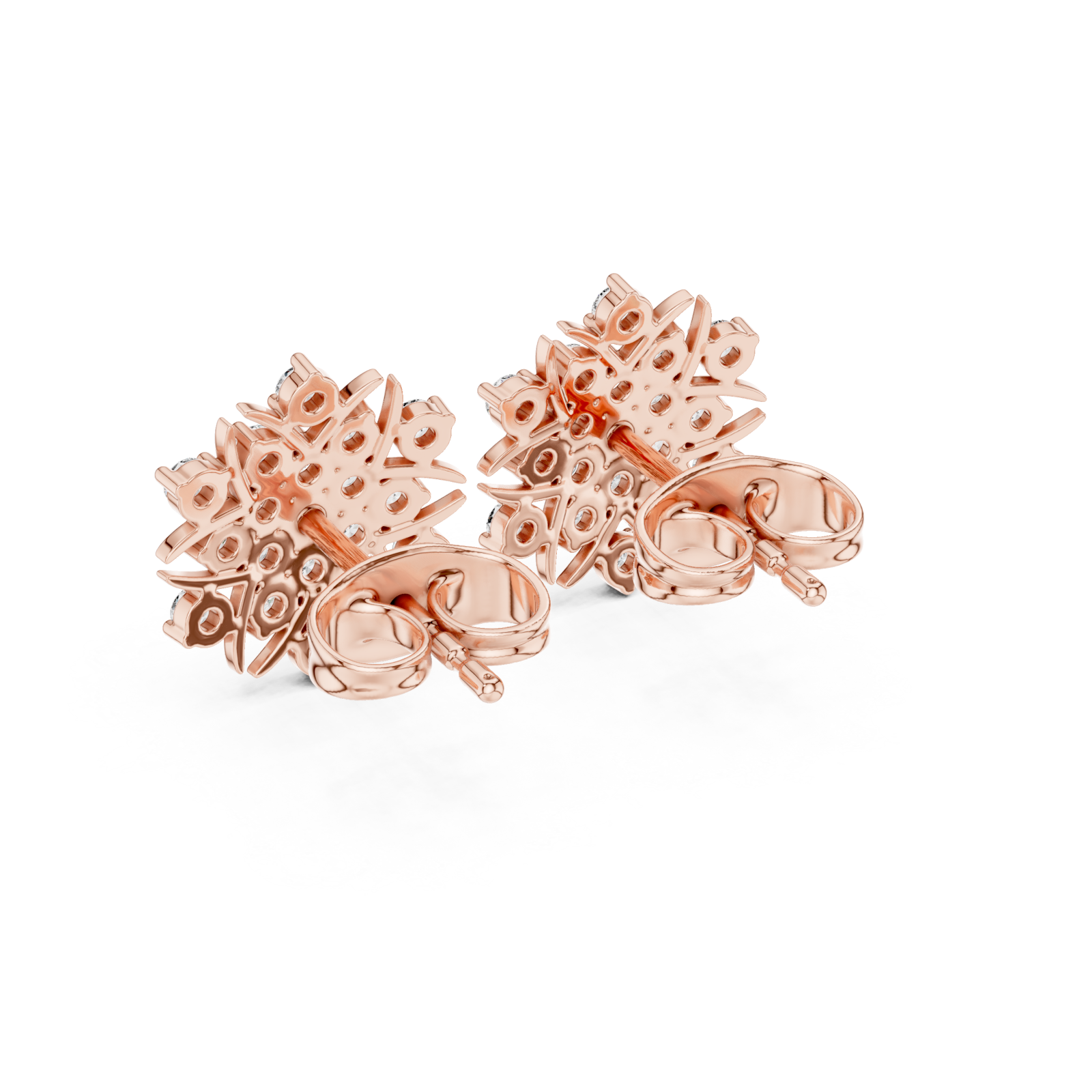  Rose Gold Serene Halo Blossom Stud Earrings Side View