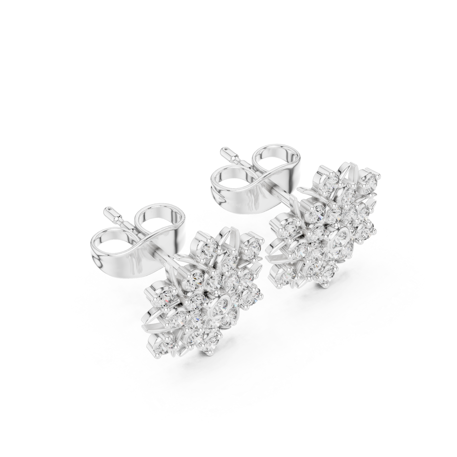  White Gold Serene Halo Blossom Stud Earrings Right View
