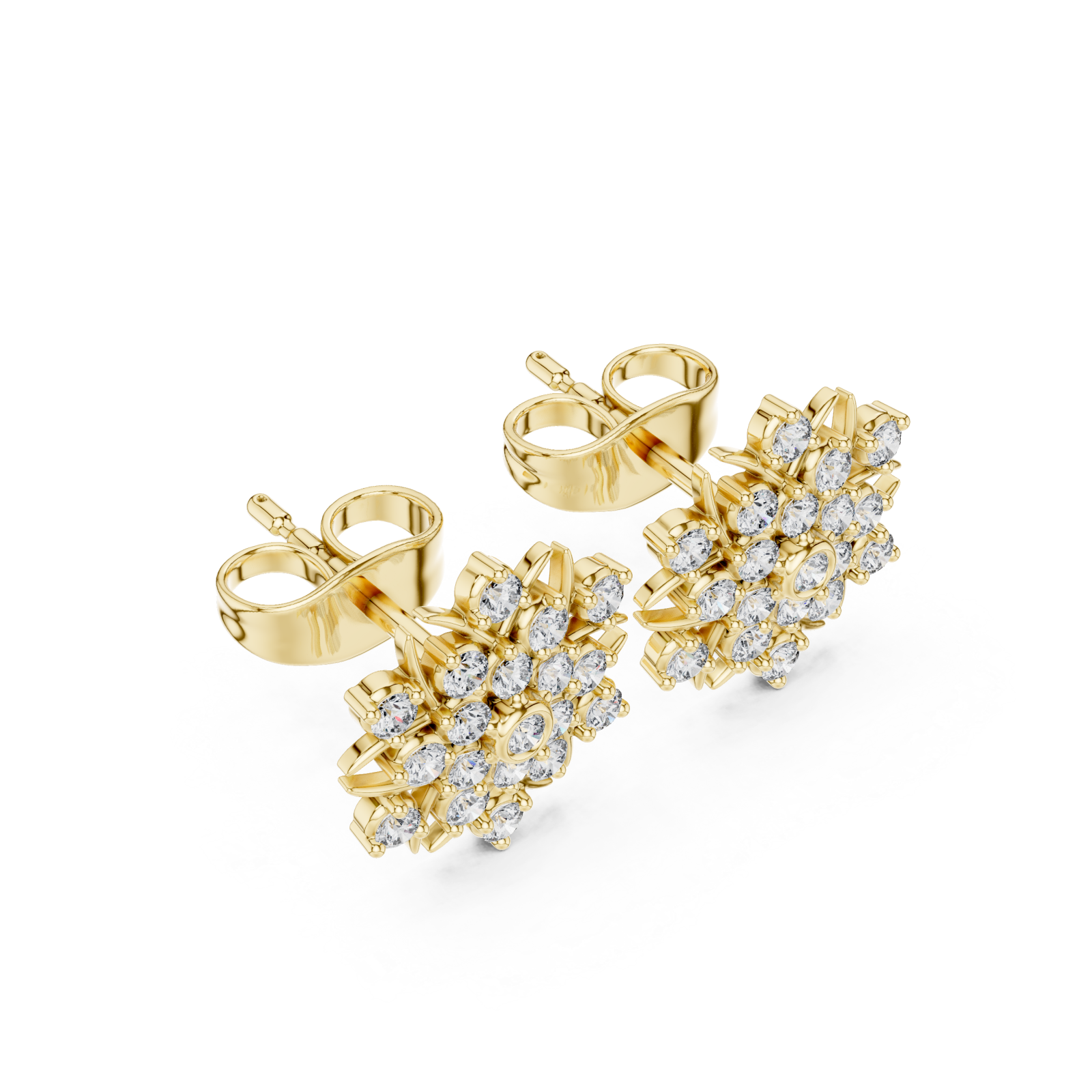 Gold Serene Halo Blossom Stud Earrings Right View
