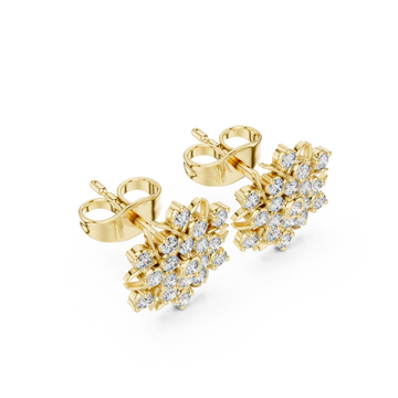 Gold Serene Halo Blossom Stud Earrings Right View