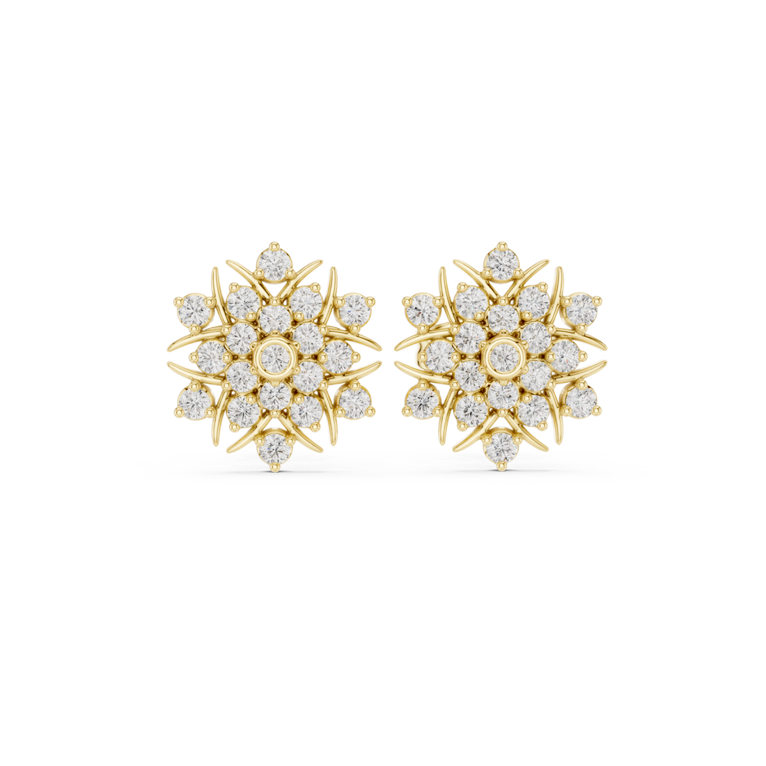 Gold Serene Halo Blossom Stud Earrings Right View