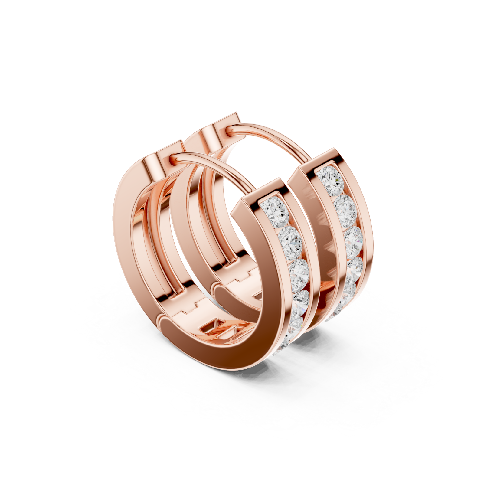  Rose Gold Sculpted Elegance Hoop Earrings Left View