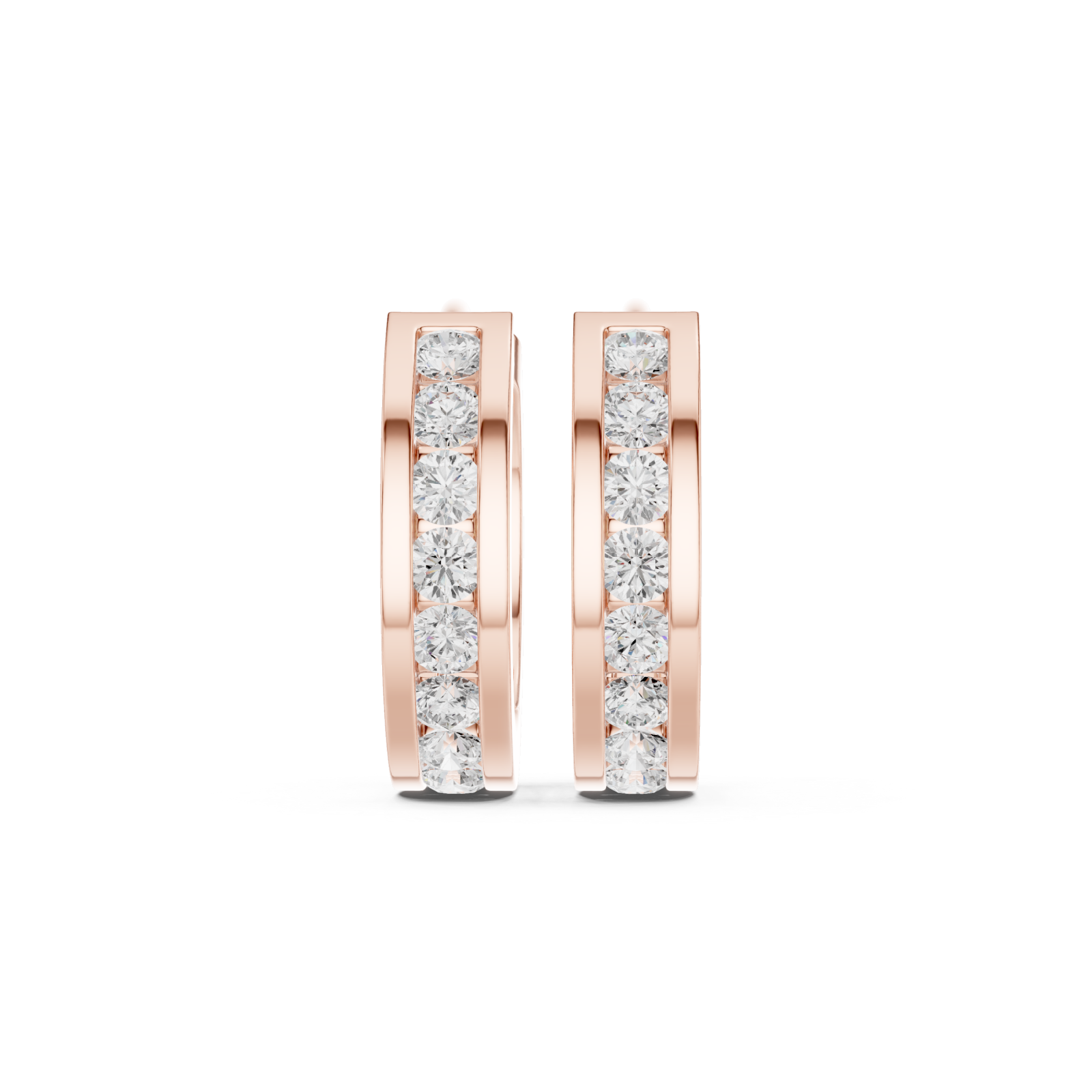  Rose Gold Sculpted Elegance Hoop Earrings Front View