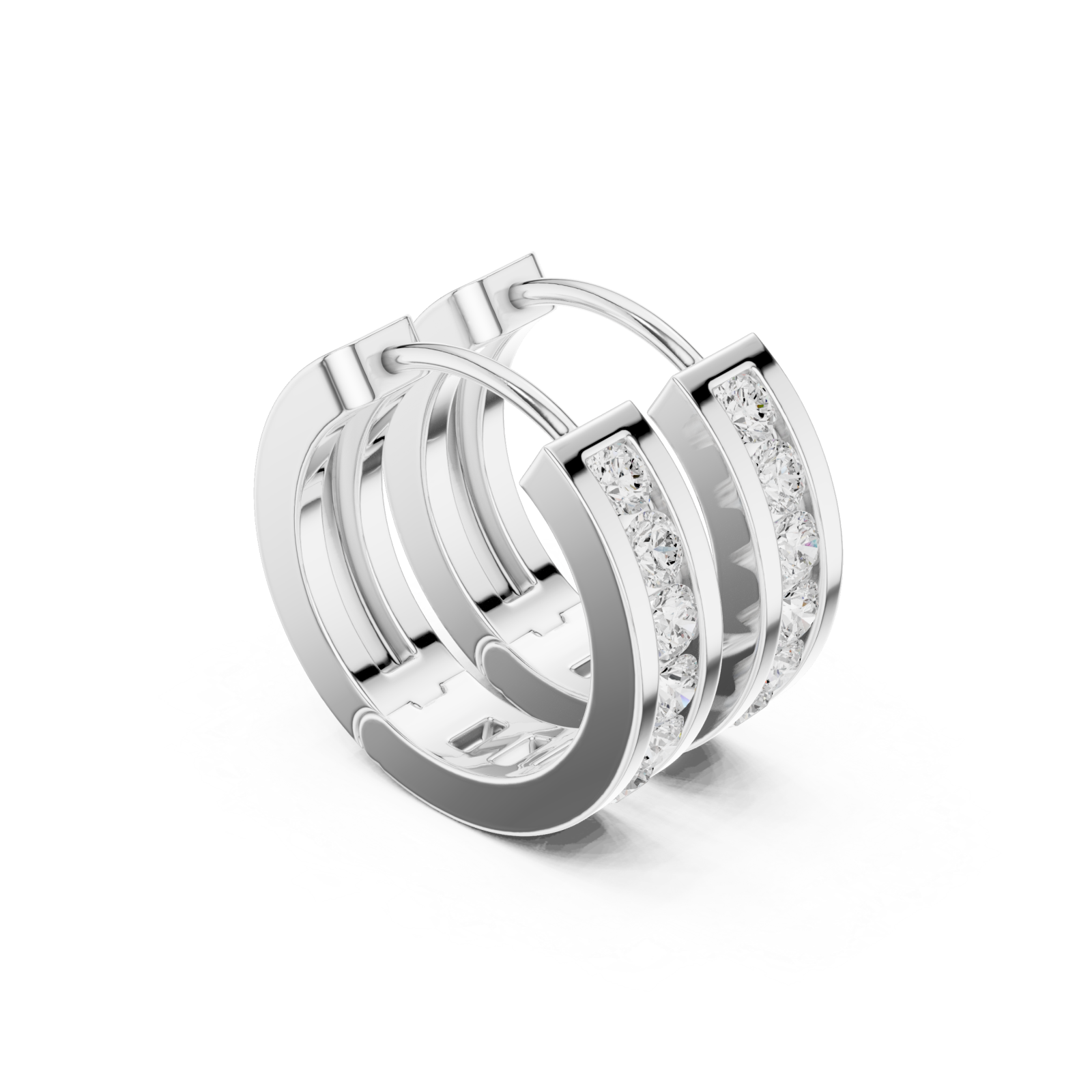  White Gold Sculpted Elegance Hoop Earrings Left View