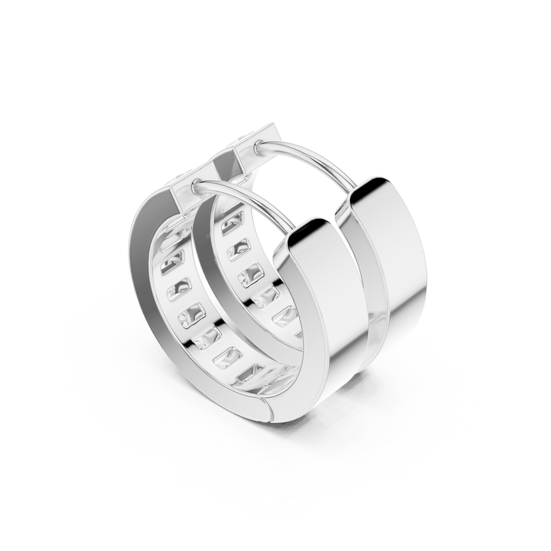  White Gold Sculpted Elegance Hoop Earrings Right View