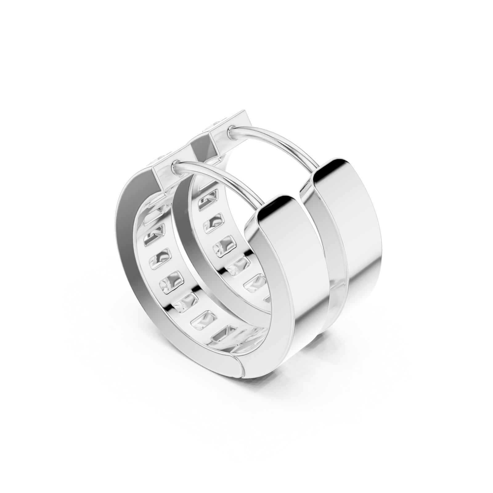  White Gold Sculpted Elegance Hoop Earrings Right View