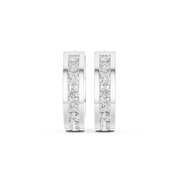  White Gold Sculpted Elegance Hoop Earrings Front View