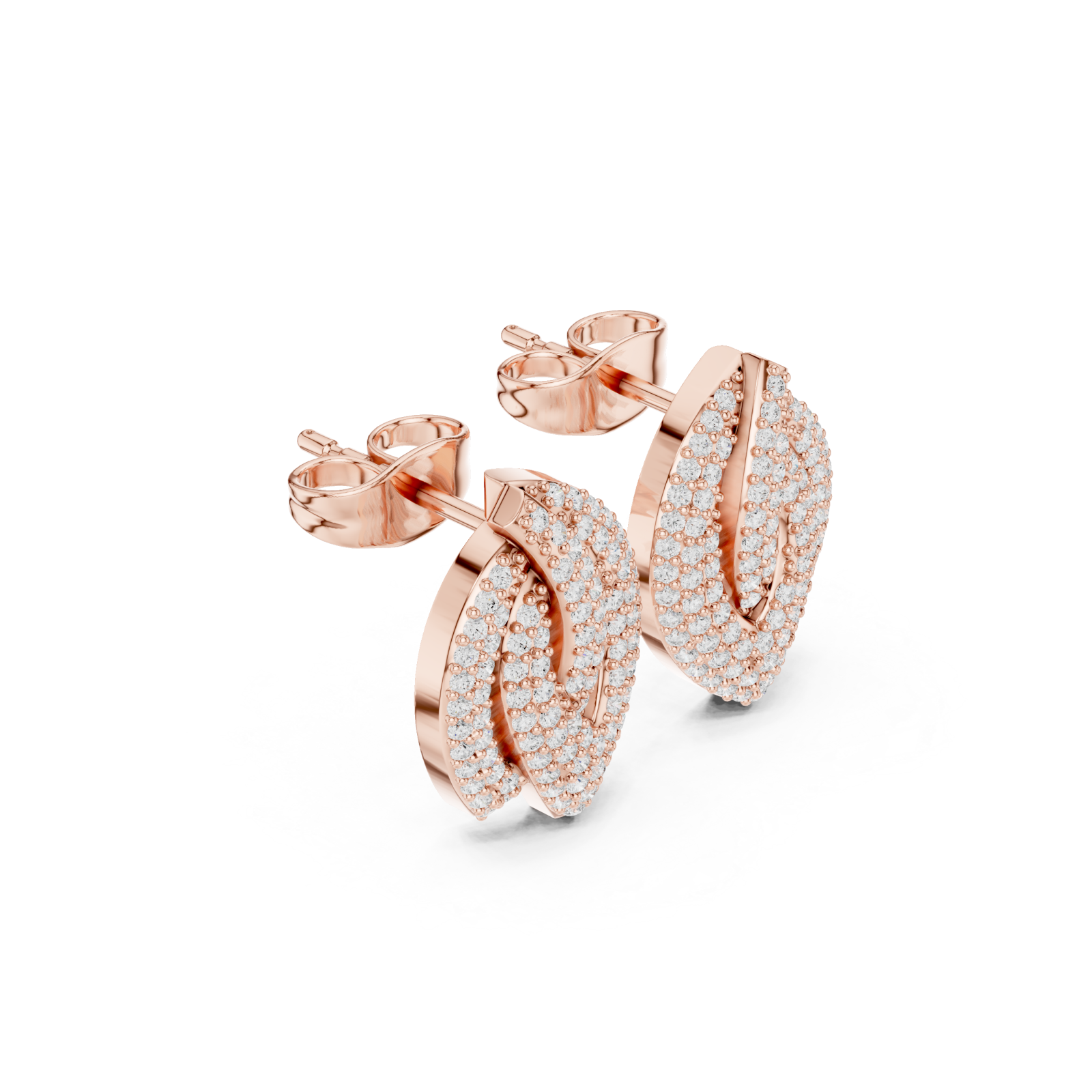  Rose Gold Radiant Petal Twist Stud Earrings Left View