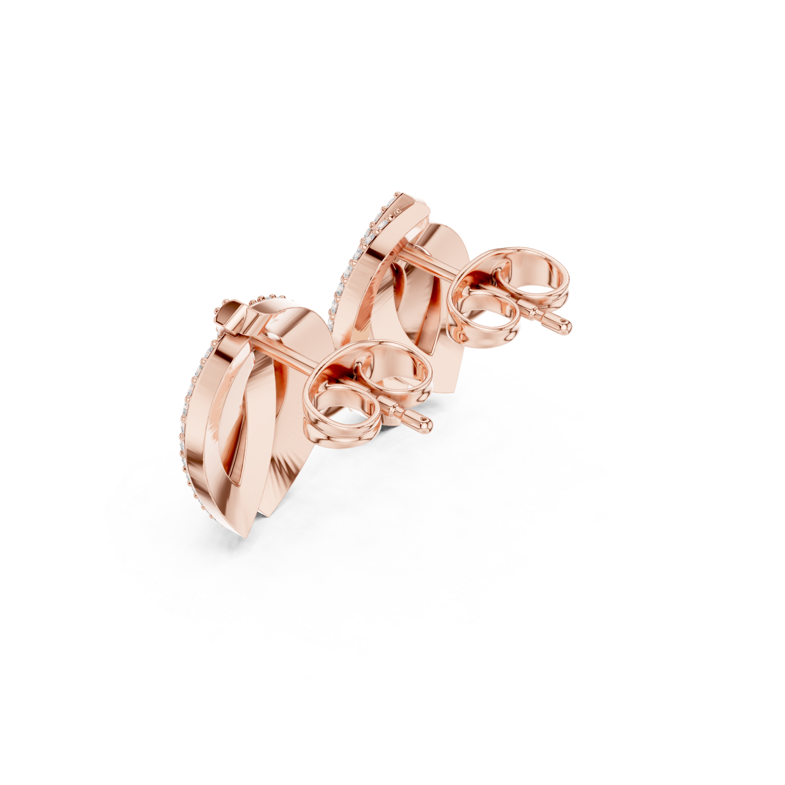  Rose Gold Radiant Petal Twist Stud Earrings Right View