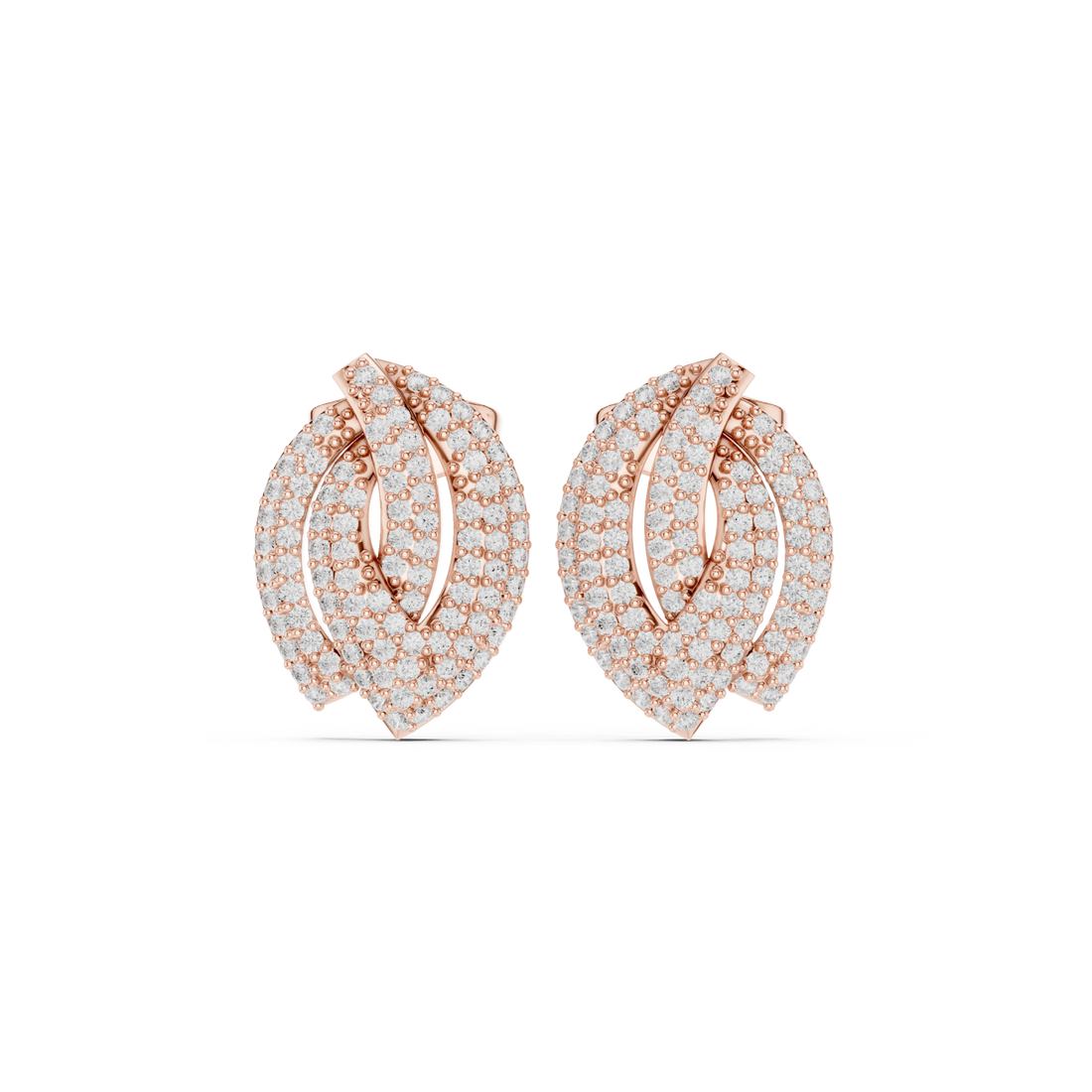  Rose Gold Radiant Petal Twist Stud Earrings Right View