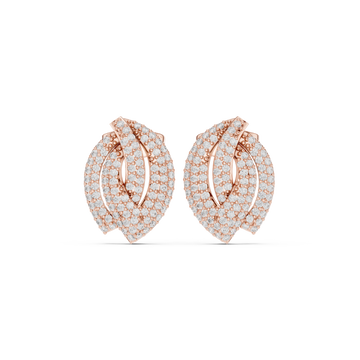  Rose Gold Radiant Petal Twist Stud Earrings Front View