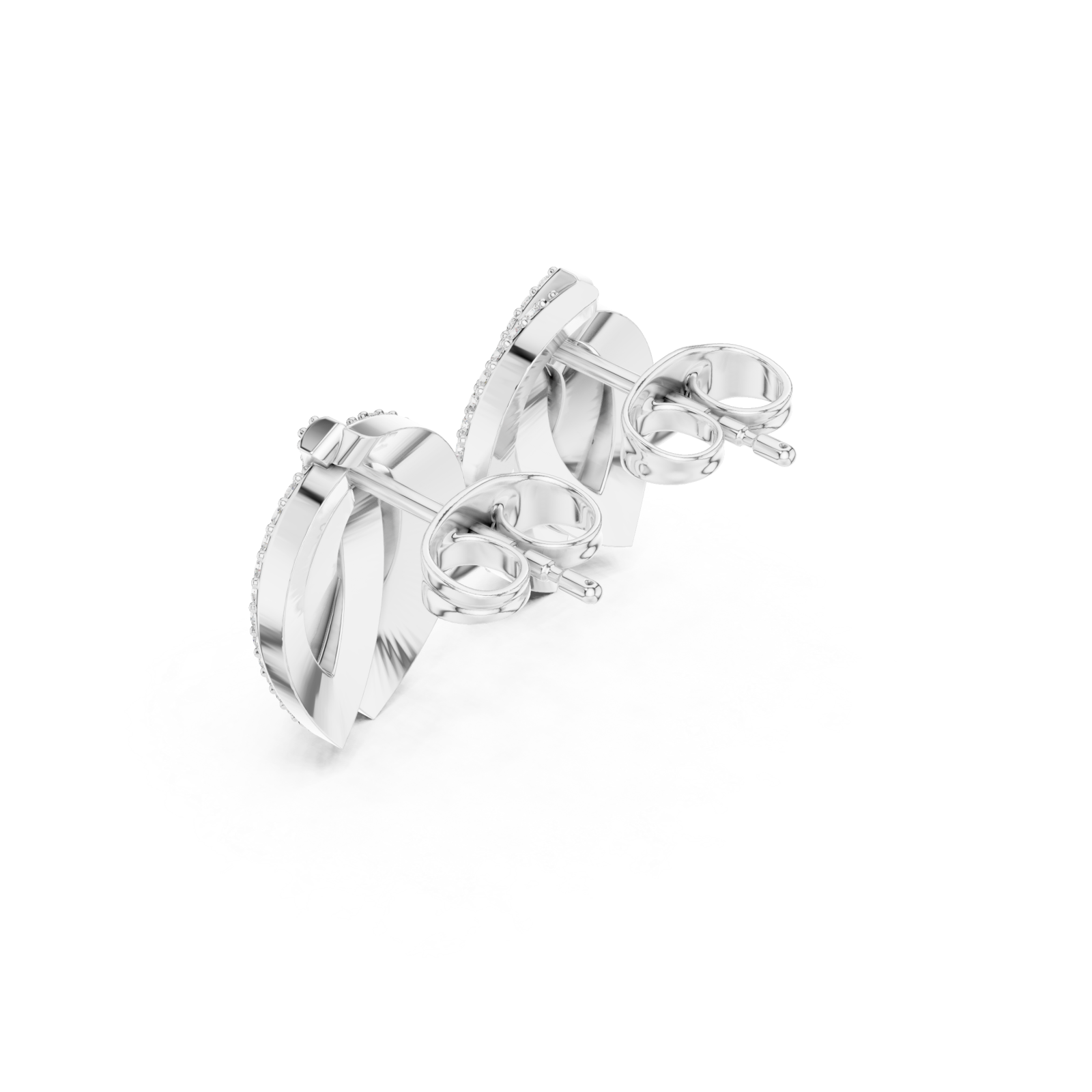  White Gold Radiant Petal Twist Stud Earrings Right View