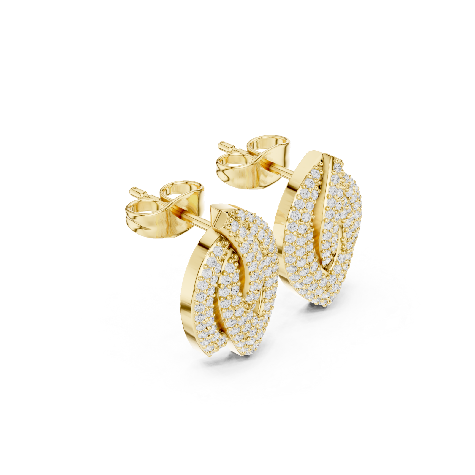  Gold Radiant Petal Twist Stud Earrings Left View