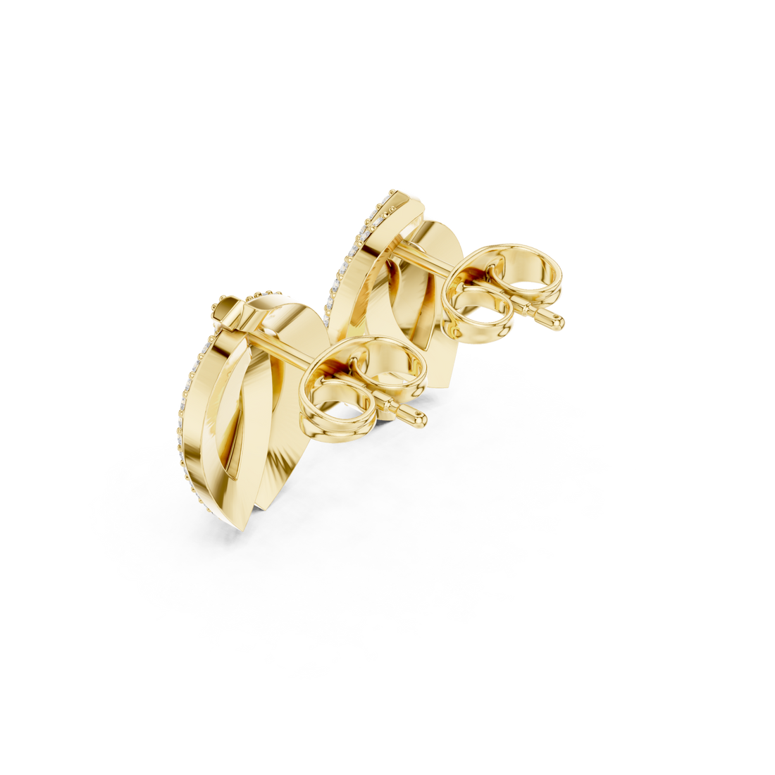 Gold Radiant Petal Twist Stud Earrings Right View