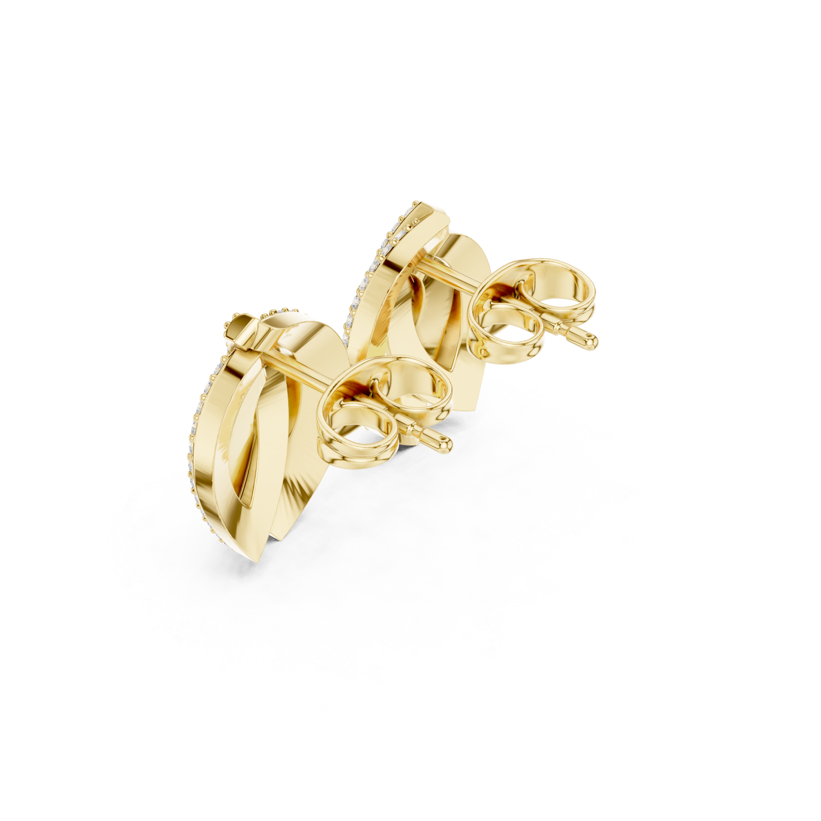 Gold Radiant Petal Twist Stud Earrings Right View