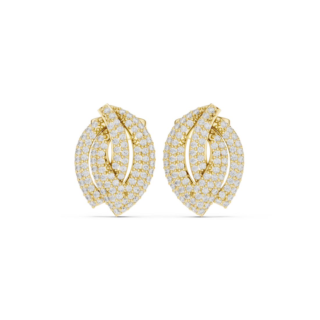 Gold Radiant Petal Twist Stud Earrings Right View
