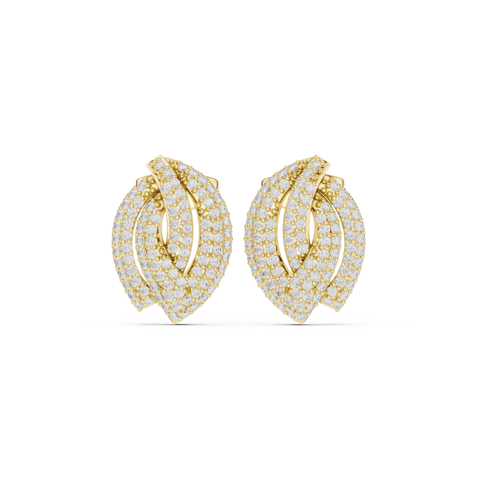 Gold Radiant Petal Twist Stud Earrings Front View