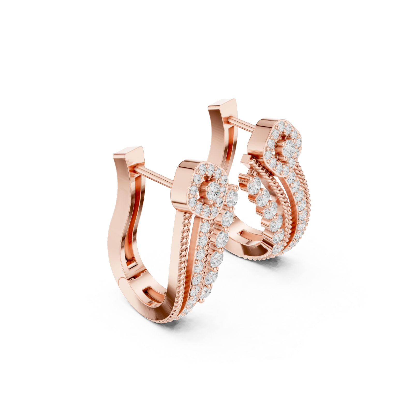  Rose Gold Elegant Modernist Curve Hoop Earrings Left View