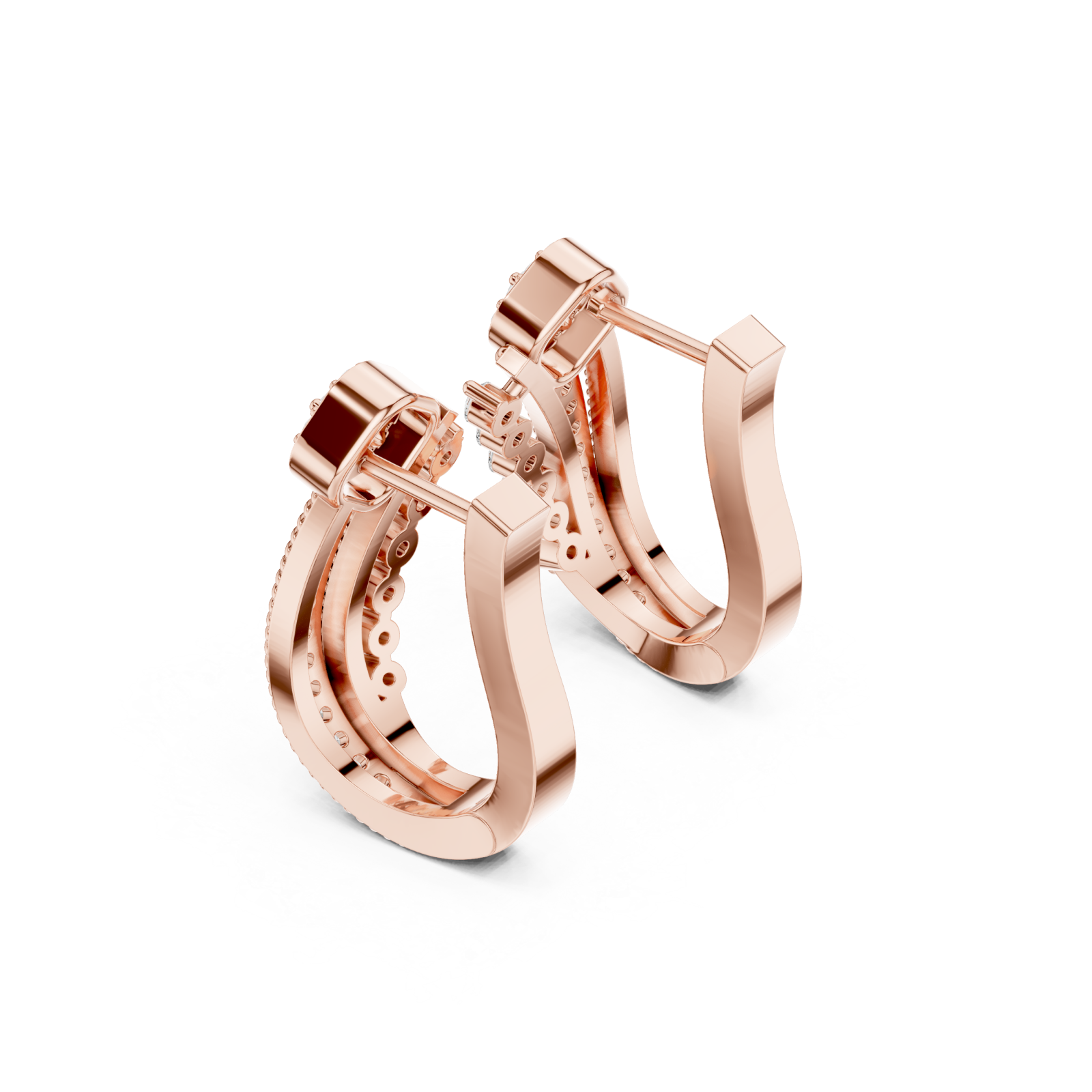  Rose Gold Elegant Modernist Curve Hoop Earrings Right View