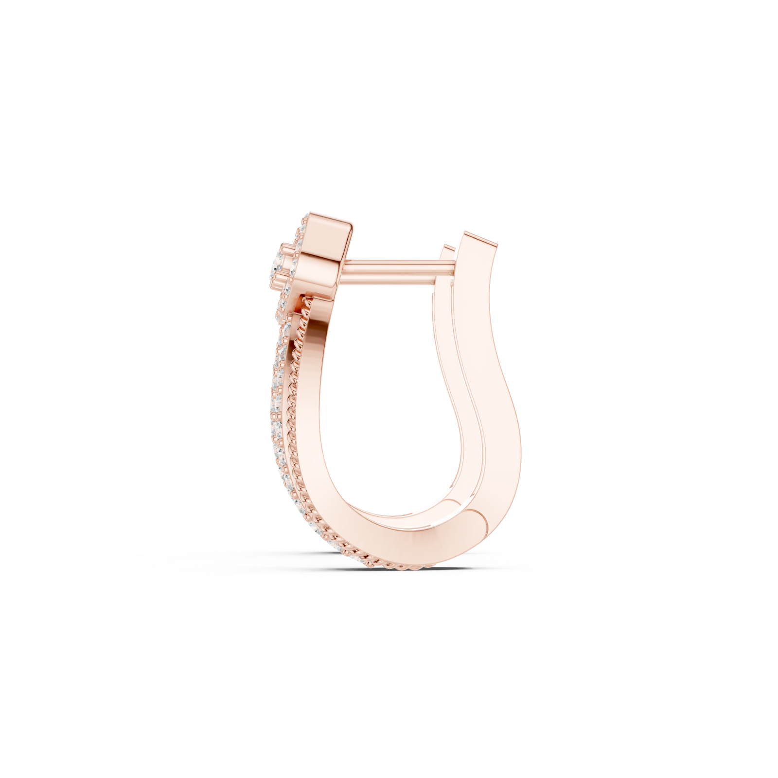  Rose Gold Elegant Modernist Curve Hoop Earrings Side View