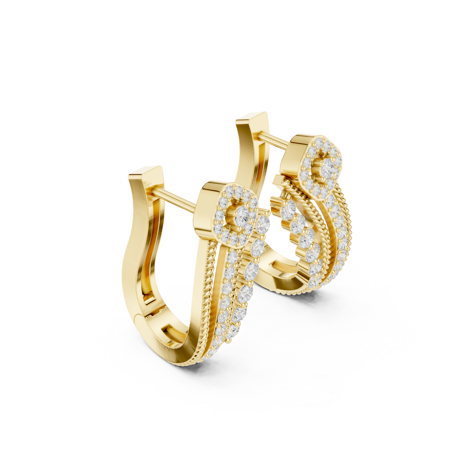  Gold Elegant Modernist Curve Hoop Earrings Left View