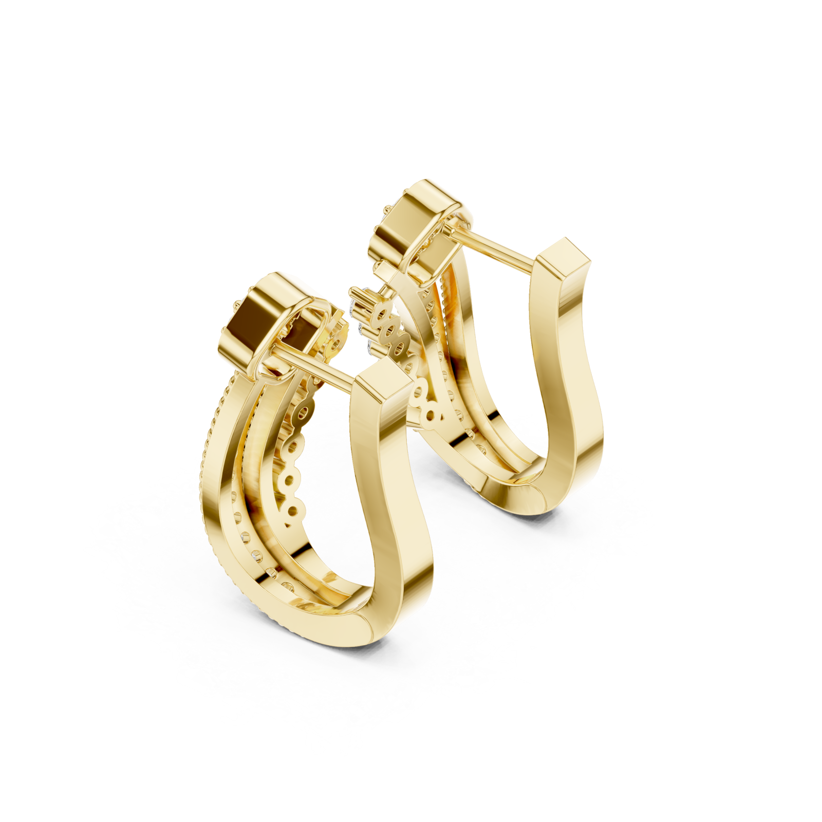 Gold Elegant Modernist Curve Hoop Earrings Right View