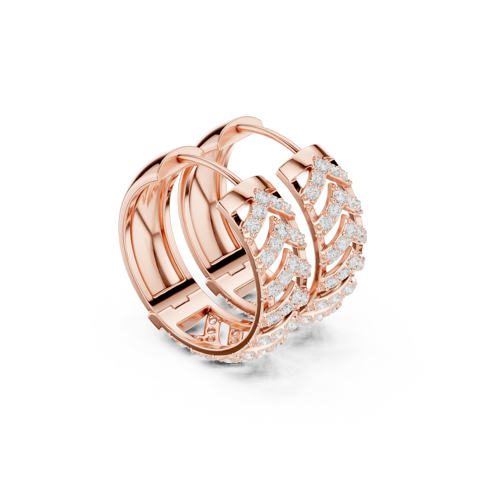  Rose Gold Classic Refined Openwork Hoop Left View