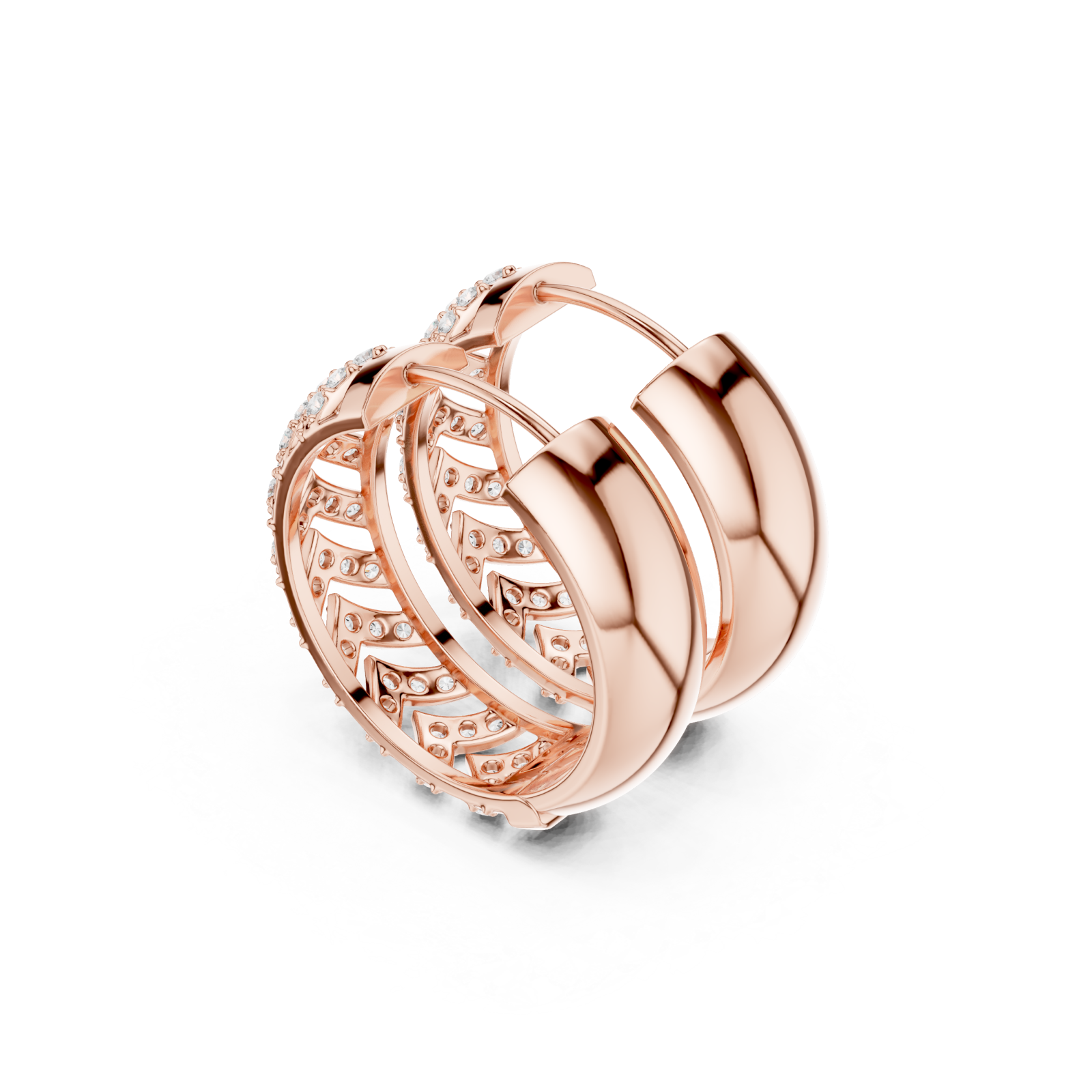  Rose Gold Classic Refined Openwork Hoop Right View