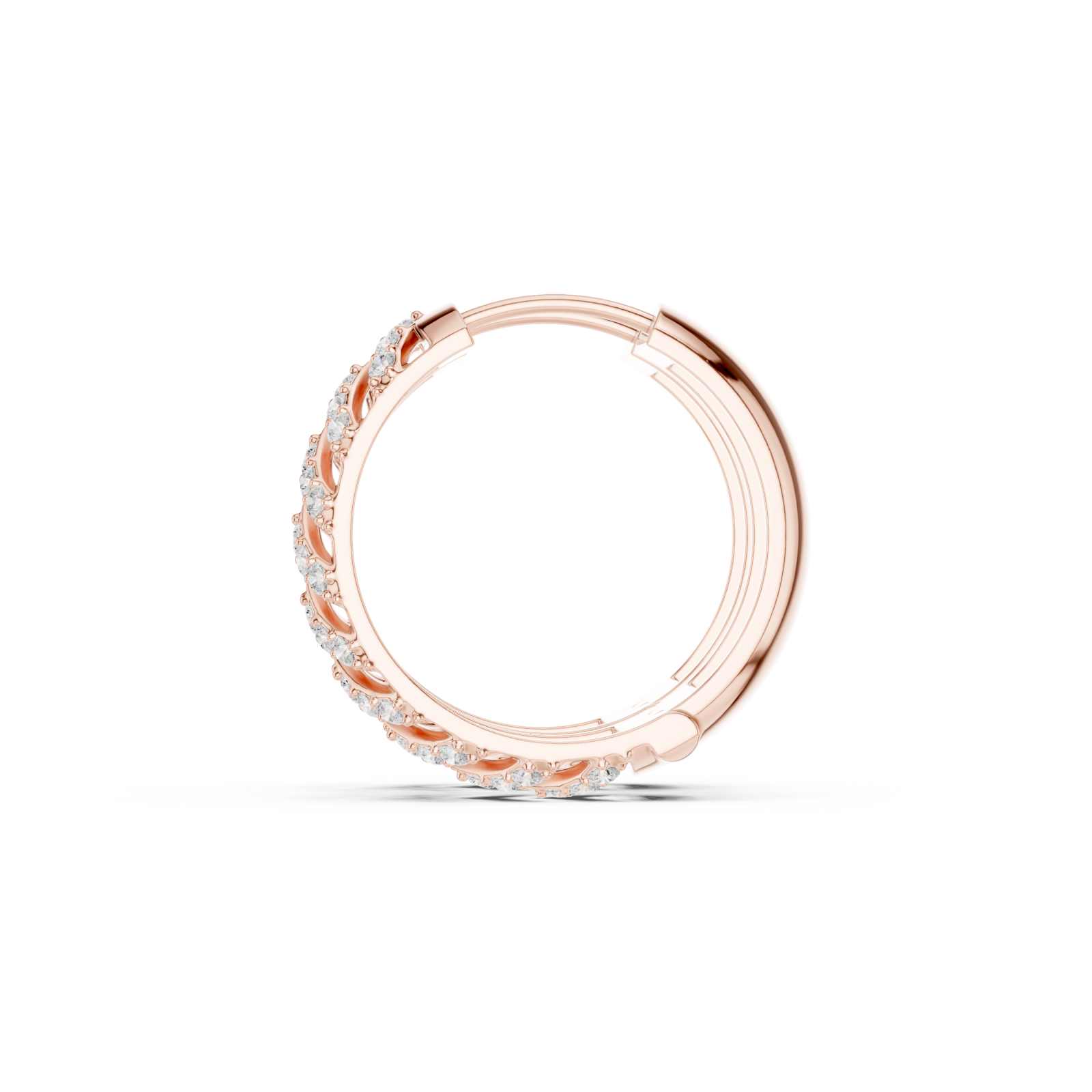  Rose Gold Classic Refined Openwork Hoop Side View