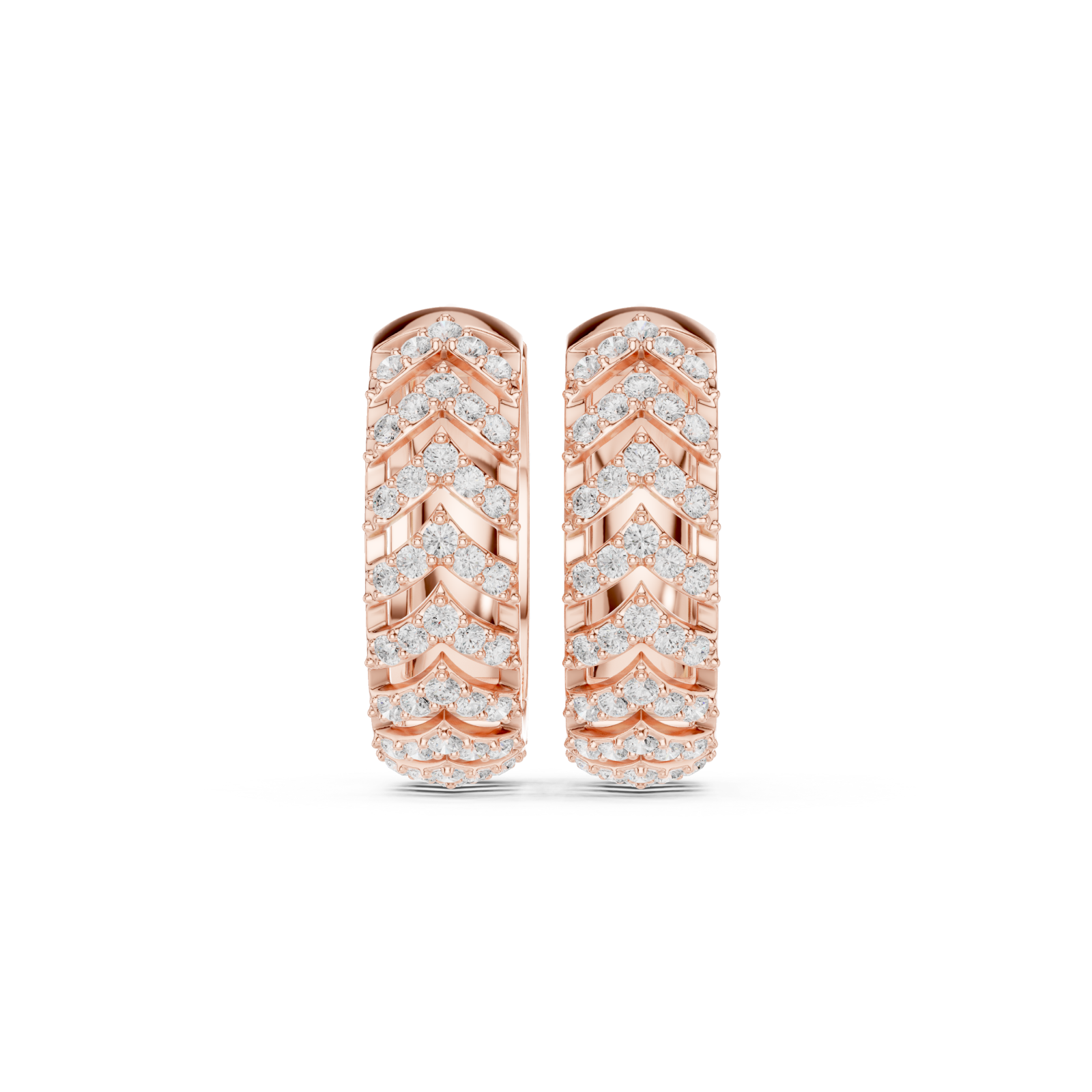  Rose Gold Classic Refined Openwork Hoop Front View