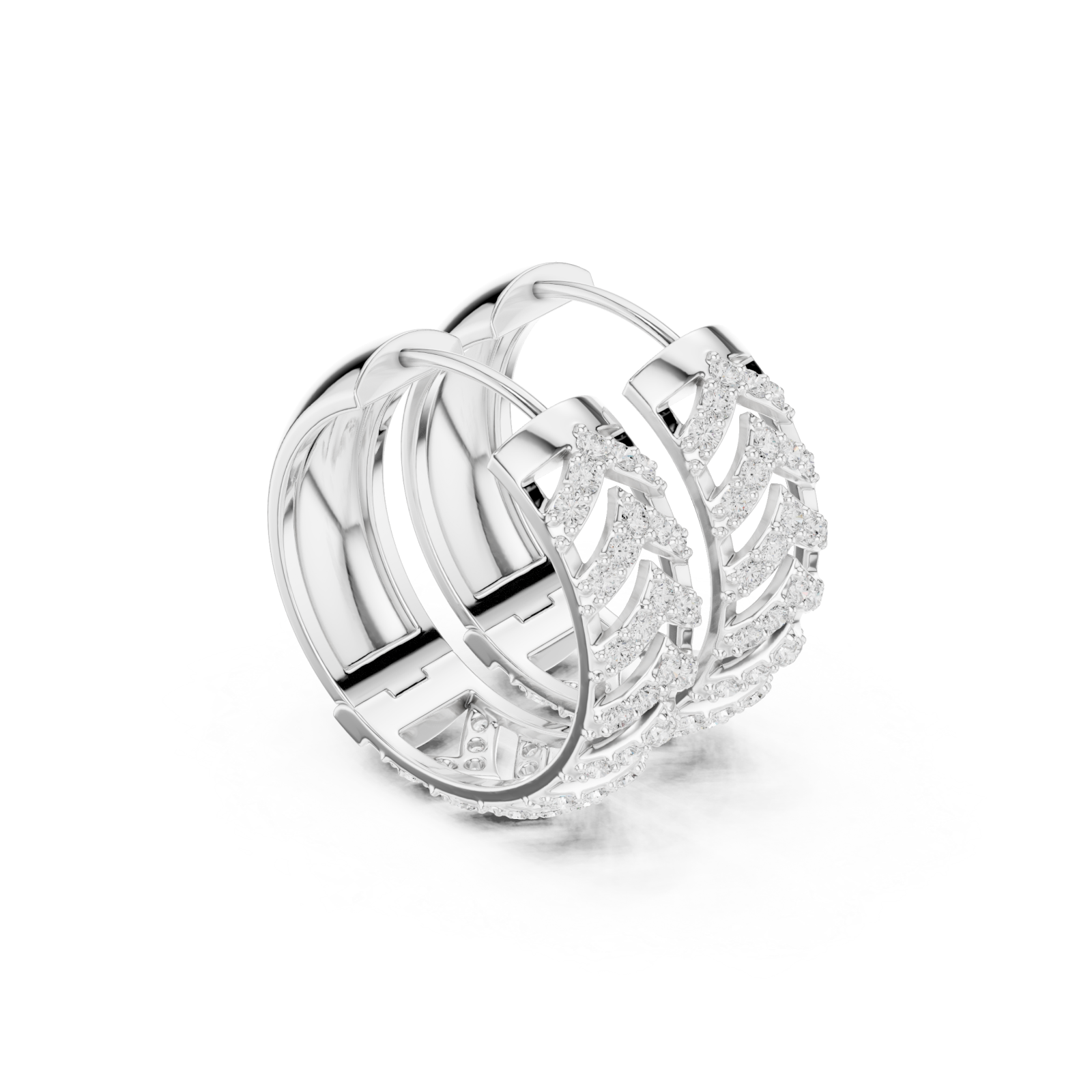  White Gold Classic Refined Openwork Hoop Left View