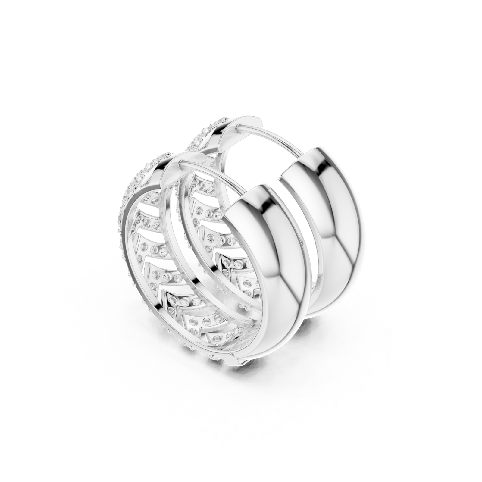  White Gold Classic Refined Openwork Hoop Right View